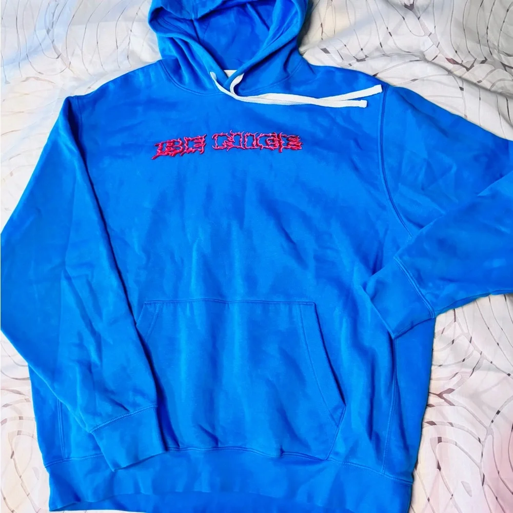 Nike Be Nice Blue Pullover Hoodie XL Embroidered Swoosh Back